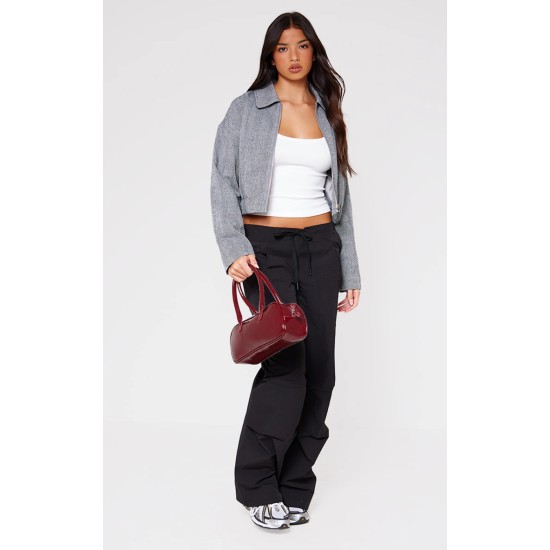 Black Thin Waistband Drawstring Detail Track Pants Black Thin Waistband Drawstring Detail Track Pants