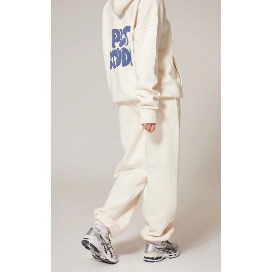 PRETTYLITTLETHING Sand Premium Studio Print Cuffed Sweatpants PRETTYLITTLETHING Sand Premium Studio Print Cuffed Sweatpants