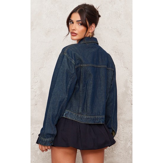 Raw Indigo Wash Oversized Fit Denim Jacket Raw Indigo Wash Oversized Fit Denim Jacket