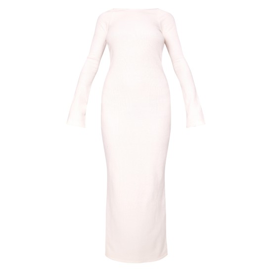 Cream Heavy Brushed Rib Tie Back Maxi Dress Cream Heavy Brushed Rib Tie Back Maxi Dress