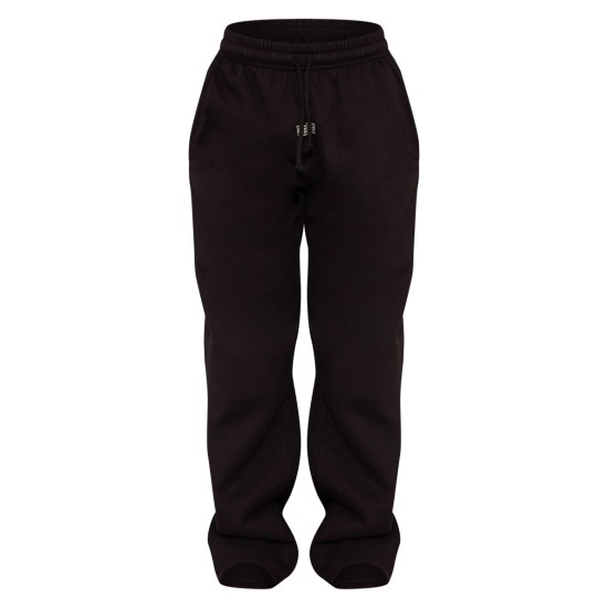 PRETTYLITTLETHING Black Badge Detail Mid Rise Wide Leg Sweatpants PRETTYLITTLETHING Black Badge Detail Mid Rise Wide Leg Sweatpants