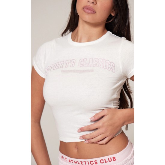 Cream Sports Classic Athletics Club Printed Baby Tee Cream Sports Classic Athletics Club Printed Baby Tee
