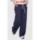 Petite Navy Pinstripe Contrast Waistband Wide Leg Pants Petite Navy Pinstripe Contrast Waistband Wide Leg Pants