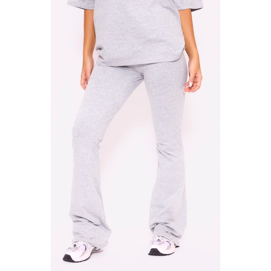 PRETTYLITTLETHING Ash Grey Print Flared Pant PRETTYLITTLETHING Ash Grey Print Flared Pant