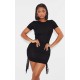 Shape Black Rib Short Sleeve Ruched Side Bodycon Dress Shape Black Rib Short Sleeve Ruched Side Bodycon Dress