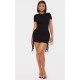 Shape Black Rib Short Sleeve Ruched Side Bodycon Dress Shape Black Rib Short Sleeve Ruched Side Bodycon Dress
