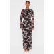 Brown Abstract Print Mesh Long Sleeve Maxi Dress Brown Abstract Print Mesh Long Sleeve Maxi Dress