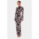 Brown Abstract Print Mesh Long Sleeve Maxi Dress Brown Abstract Print Mesh Long Sleeve Maxi Dress