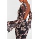 Brown Abstract Print Mesh Long Sleeve Maxi Dress Brown Abstract Print Mesh Long Sleeve Maxi Dress