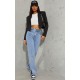 Black Woven Cropped Shoulder Padded Blazer Black Woven Cropped Shoulder Padded Blazer