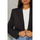 Black Woven Cropped Shoulder Padded Blazer Black Woven Cropped Shoulder Padded Blazer