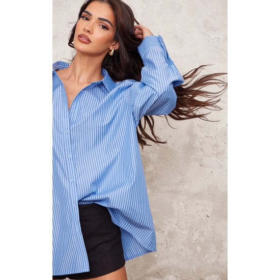 Blue Striped Oversized Shirt Blue Striped Oversized Shirt