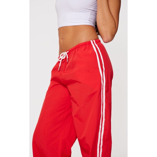 Bright Red Shell Side Stripe Detail Wide Leg Pants Bright Red Shell Side Stripe Detail Wide Leg Pants