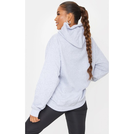 Grey Chicago Print Oversized Hoodie Grey Chicago Print Oversized Hoodie