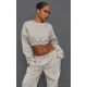 Petite Moss Grey Crop Elasticated Sweat Top Petite Moss Grey Crop Elasticated Sweat Top