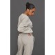 Petite Moss Grey Crop Elasticated Sweat Top Petite Moss Grey Crop Elasticated Sweat Top