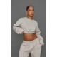 Petite Moss Grey Crop Elasticated Sweat Top Petite Moss Grey Crop Elasticated Sweat Top