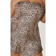 Plus Leopard Print Bandeau Puffball Mini Dress Plus Leopard Print Bandeau Puffball Mini Dress