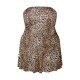 Plus Leopard Print Bandeau Puffball Mini Dress Plus Leopard Print Bandeau Puffball Mini Dress