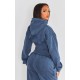 Shape Blue Sweat Cropped Shirred Waist Hoodie Shape Blue Sweat Cropped Shirred Waist Hoodie