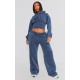 Shape Blue Sweat Cropped Shirred Waist Hoodie Shape Blue Sweat Cropped Shirred Waist Hoodie