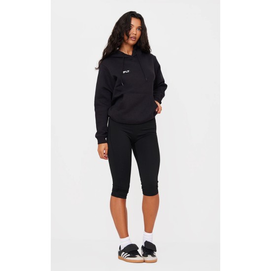 PRETTYLITTLETHING Logo Black Badge Detail Oversized Fit Hoodie PRETTYLITTLETHING Logo Black Badge Detail Oversized Fit Hoodie