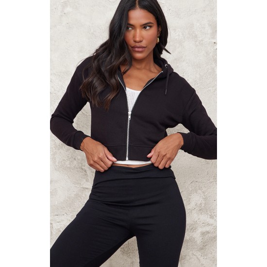 Black Zip Cropped Hoodie Black Zip Cropped Hoodie