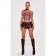 Mauve Faux Leather Ruched Bust Boned Dip Hem Corset Mauve Faux Leather Ruched Bust Boned Dip Hem Corset