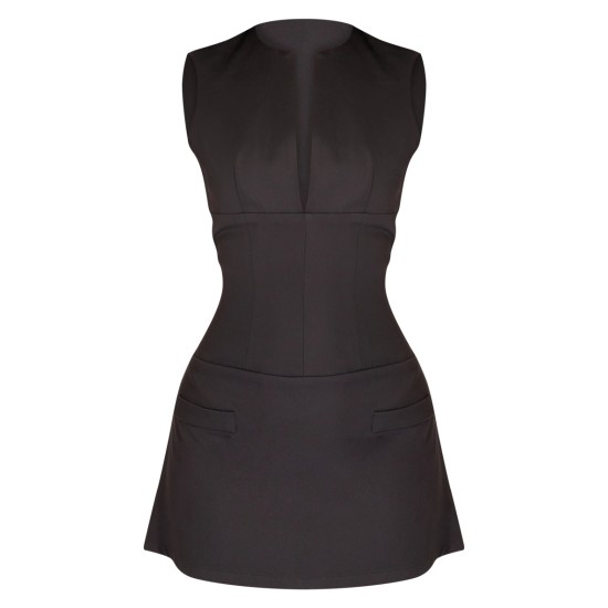 Petite Black Tailored Fitted Mini Dress Petite Black Tailored Fitted Mini Dress