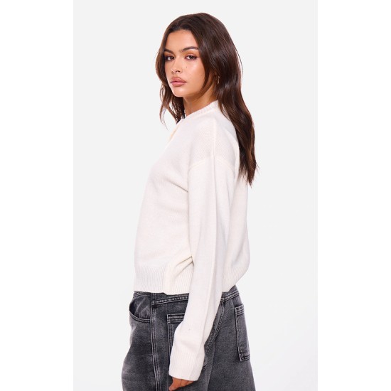 Cream Soft Knitted Button Up Cardigan Cream Soft Knitted Button Up Cardigan