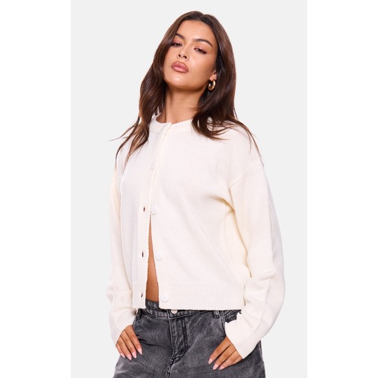 Cream Soft Knitted Button Up Cardigan Cream Soft Knitted Button Up Cardigan