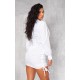 White Ruched Side Fitted Shirt Dress White Ruched Side Fitted Shirt Dress