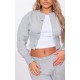 Ash Grey Ribbed Hem Popper Detail Sweatshirt Ash Grey Ribbed Hem Popper Detail Sweatshirt