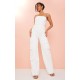 Ecru Contrast Stitch Cargo Pocket Bandeau Denim Jumpsuit Ecru Contrast Stitch Cargo Pocket Bandeau Denim Jumpsuit