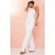 Ecru Contrast Stitch Cargo Pocket Bandeau Denim Jumpsuit Ecru Contrast Stitch Cargo Pocket Bandeau Denim Jumpsuit