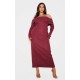 Plus Burgundy Heavy Brushed Rib Bardot Trim Maxi Dress Plus Burgundy Heavy Brushed Rib Bardot Trim Maxi Dress