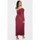 Plus Burgundy Heavy Brushed Rib Bardot Trim Maxi Dress Plus Burgundy Heavy Brushed Rib Bardot Trim Maxi Dress