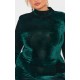 Plus Emerald Green Velour High Neck Long Sleeve Mini Dress Plus Emerald Green Velour High Neck Long Sleeve Mini Dress