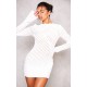 White Crinkle Texture Long Sleeve Bodycon Dress White Crinkle Texture Long Sleeve Bodycon Dress
