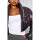 Plus Black Cropped Oversized Collar Detail Puffer Jacket Plus Black Cropped Oversized Collar Detail Puffer Jacket