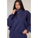 PRETTYLITTLETHING Navy Half Zip Embroidered Sweatshirt PRETTYLITTLETHING Navy Half Zip Embroidered Sweatshirt