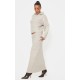 Taupe Knitted Zip Up Sweater And Maxi Skirt Set Taupe Knitted Zip Up Sweater And Maxi Skirt Set