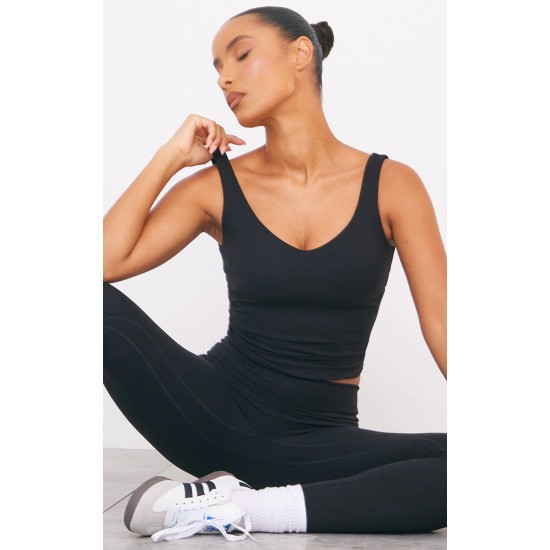 Black Sculpt Longline Padded Sports Vest Black Sculpt Longline Padded Sports Vest