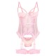 Baby Pink Eyelash Lace Frill Detail Longline Corset Lingerie Set Baby Pink Eyelash Lace Frill Detail Longline Corset Lingerie Set