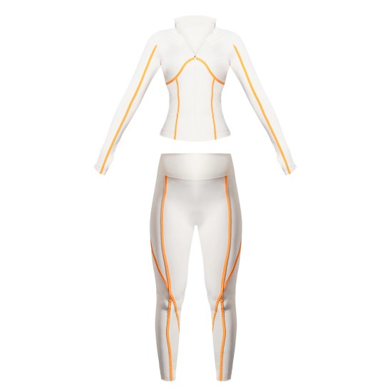 PRETTYLITTLETHING Cream Ski Contrast Seam Sculpt Jacket & Leggings Set PRETTYLITTLETHING Cream Ski Contrast Seam Sculpt Jacket & Leggings Set