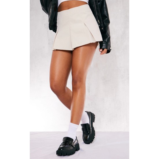 Stone Tailored Woven Box Pleat Skater Skort Stone Tailored Woven Box Pleat Skater Skort