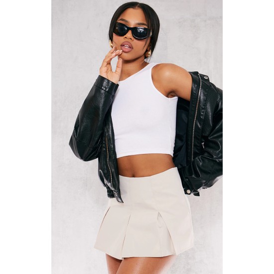 Stone Tailored Woven Box Pleat Skater Skort Stone Tailored Woven Box Pleat Skater Skort