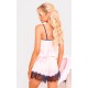 Pink Stripe Contrast Lace Satin Cami Short PJ Set Pink Stripe Contrast Lace Satin Cami Short PJ Set