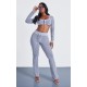 Shape Light Grey Washed Cotton Hook And Eye Long Sleeve Crop Top Shape Light Grey Washed Cotton Hook And Eye Long Sleeve Crop Top