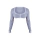 Shape Light Grey Washed Cotton Hook And Eye Long Sleeve Crop Top Shape Light Grey Washed Cotton Hook And Eye Long Sleeve Crop Top